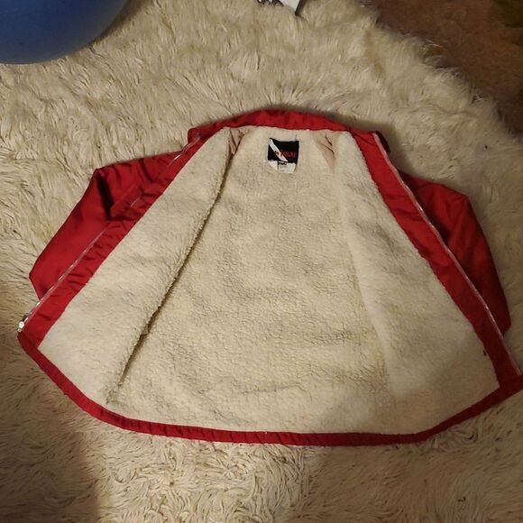 Vintage Red Kent Feeds Wiman Coat Jacket Men's Medium Sherpa Fleece Lined - Picture 6 of 11